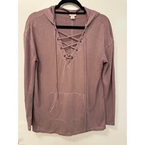 Mossimo Supply Small Purple Lightweight hoodie with criss cross neckline